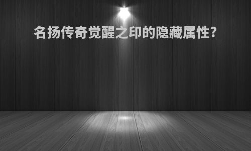 名扬传奇觉醒之印的隐藏属性?