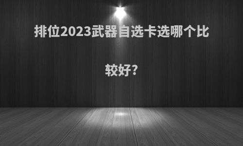 排位2023武器自选卡选哪个比较好?