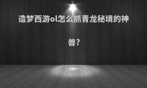 造梦西游ol怎么抓青龙秘境的神兽?