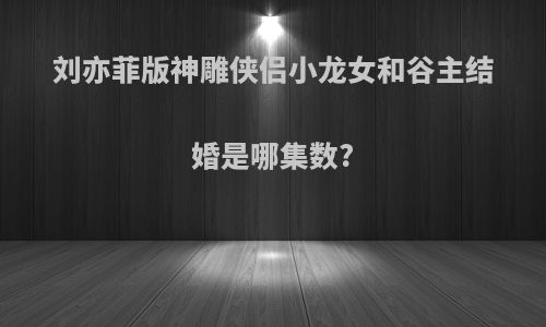 刘亦菲版神雕侠侣小龙女和谷主结婚是哪集数?