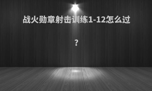 战火勋章射击训练1-12怎么过?