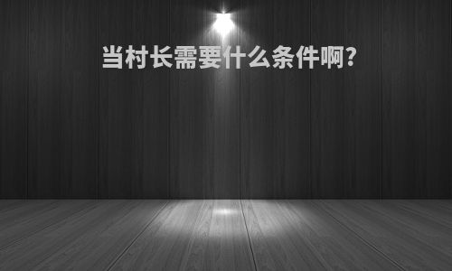 当村长需要什么条件啊?