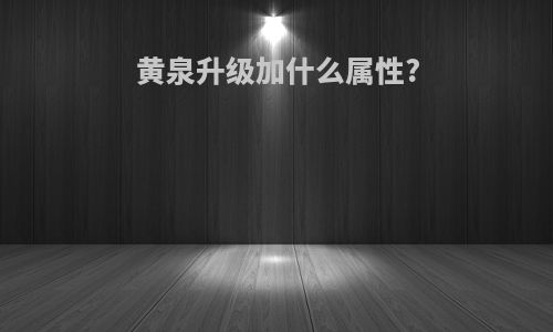 黄泉升级加什么属性?