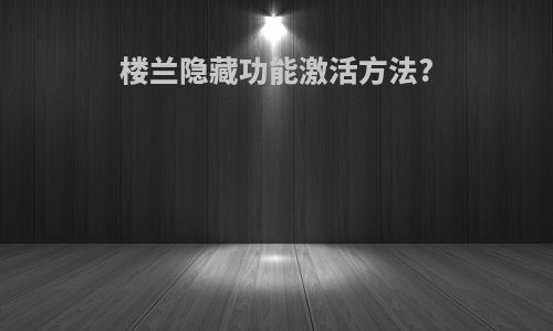 楼兰隐藏功能激活方法?