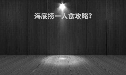 海底捞一人食攻略?