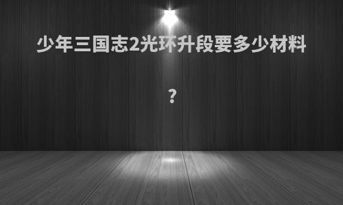 少年三国志2光环升段要多少材料?