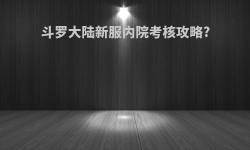斗罗大陆新服内院考核攻略?