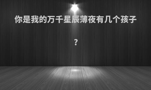 你是我的万千星辰薄夜有几个孩子?