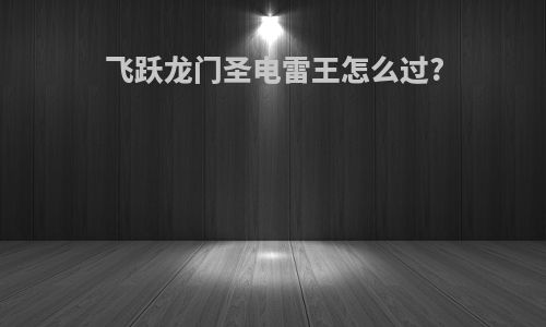 飞跃龙门圣电雷王怎么过?
