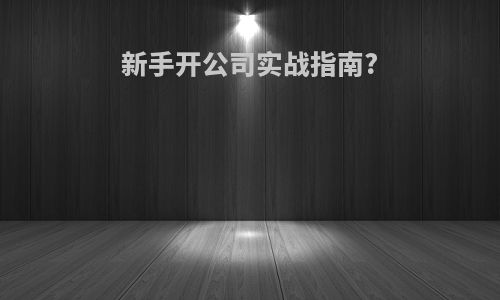 新手开公司实战指南?