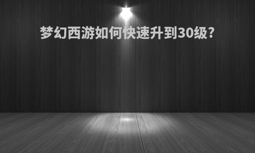 梦幻西游如何快速升到30级?