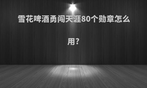 雪花啤酒勇闯天涯80个勋章怎么用?