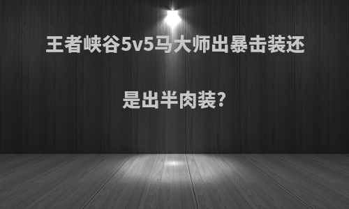 王者峡谷5v5马大师出暴击装还是出半肉装?