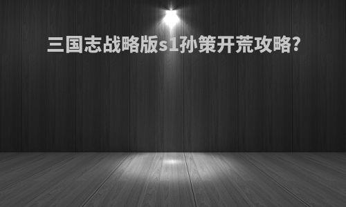 三国志战略版s1孙策开荒攻略?