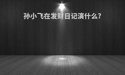 孙小飞在发财日记演什么?
