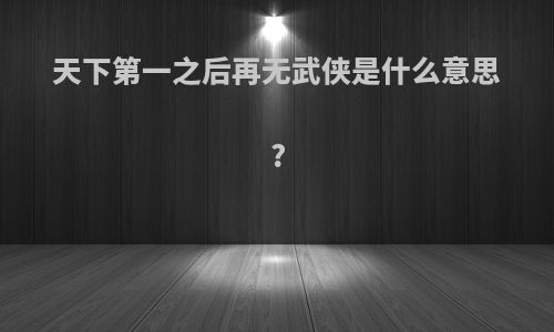 天下第一之后再无武侠是什么意思?