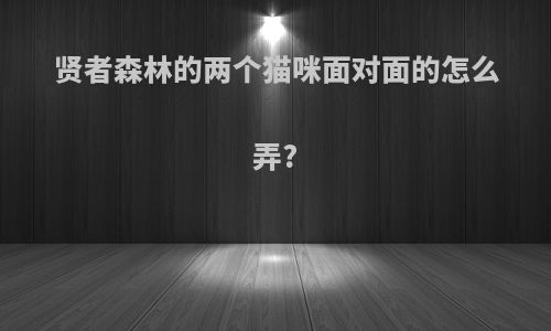 贤者森林的两个猫咪面对面的怎么弄?