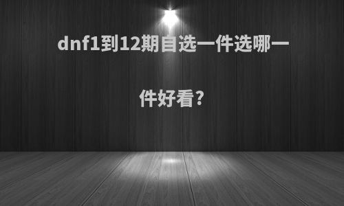 dnf1到12期自选一件选哪一件好看?