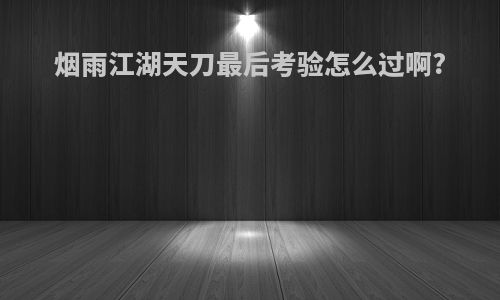 烟雨江湖天刀最后考验怎么过啊?