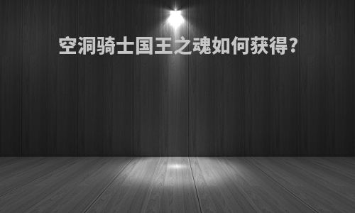 空洞骑士国王之魂如何获得?