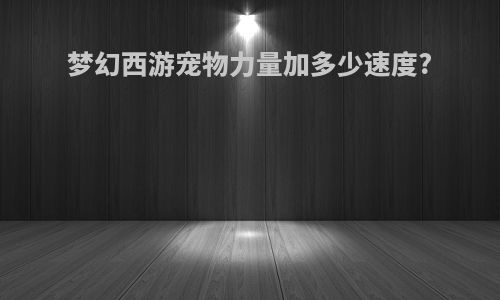 梦幻西游宠物力量加多少速度?