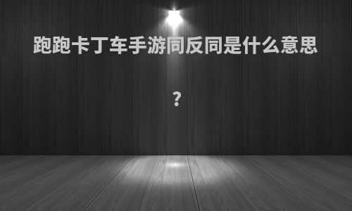 跑跑卡丁车手游同反同是什么意思?