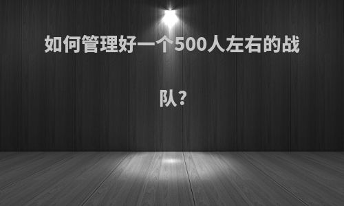 如何管理好一个500人左右的战队?