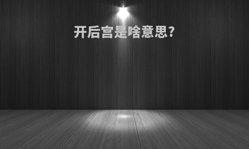 开后宫是啥意思?