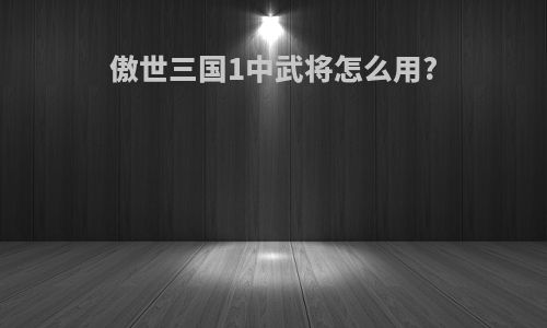 傲世三国1中武将怎么用?