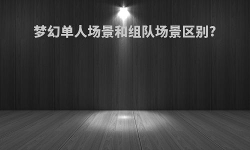 梦幻单人场景和组队场景区别?
