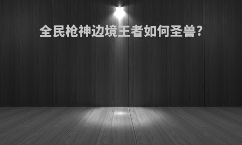 全民枪神边境王者如何圣兽?