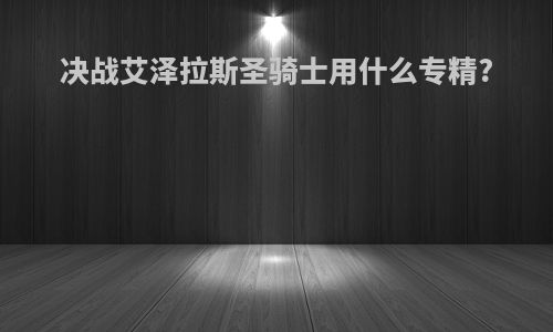 决战艾泽拉斯圣骑士用什么专精?