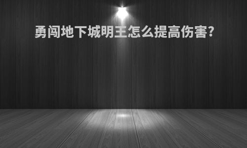 勇闯地下城明王怎么提高伤害?