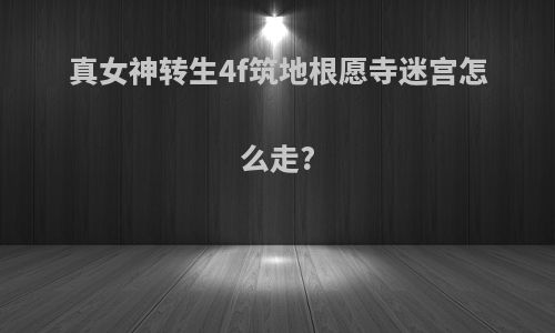 真女神转生4f筑地根愿寺迷宫怎么走?