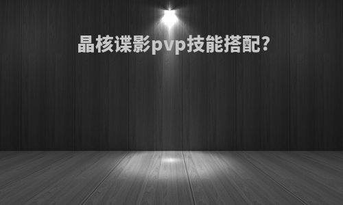 晶核谍影pvp技能搭配?