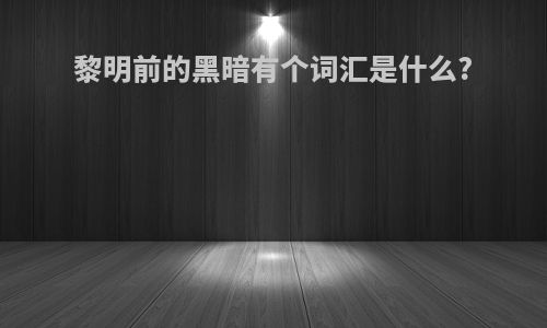 黎明前的黑暗有个词汇是什么?