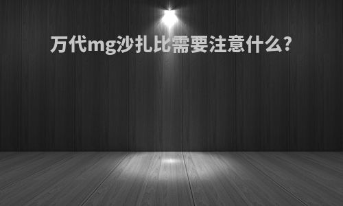 万代mg沙扎比需要注意什么?