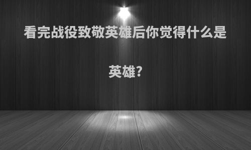 看完战役致敬英雄后你觉得什么是英雄?