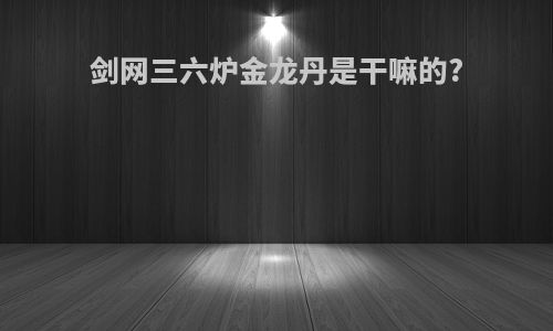 剑网三六炉金龙丹是干嘛的?