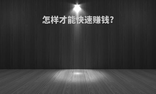 怎样才能快速赚钱?