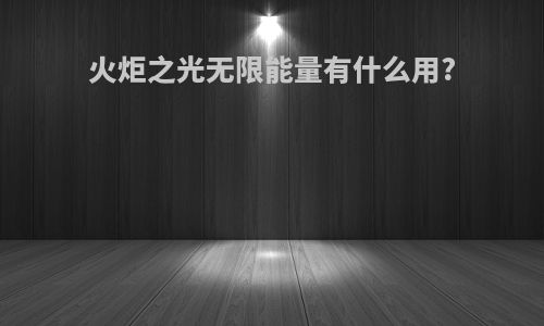 火炬之光无限能量有什么用?