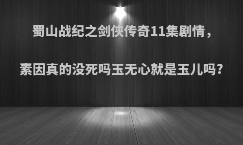 蜀山战纪之剑侠传奇11集剧情，素因真的没死吗玉无心就是玉儿吗?