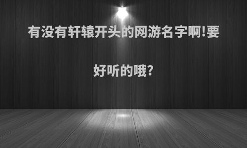 有没有轩辕开头的网游名字啊!要好听的哦?