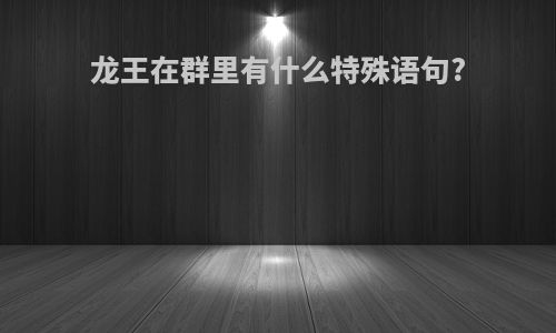 龙王在群里有什么特殊语句?