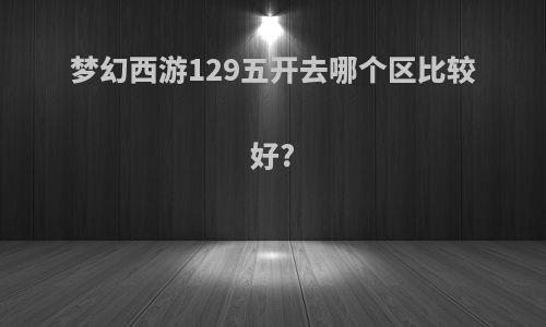 梦幻西游129五开去哪个区比较好?