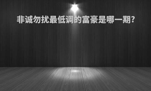 非诚勿扰最低调的富豪是哪一期?