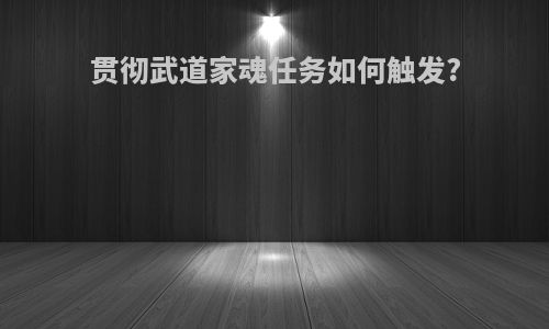 贯彻武道家魂任务如何触发?