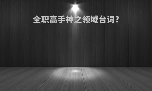 全职高手神之领域台词?