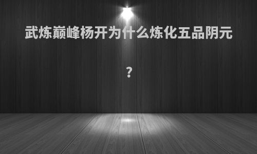 武炼巅峰杨开为什么炼化五品阴元?
