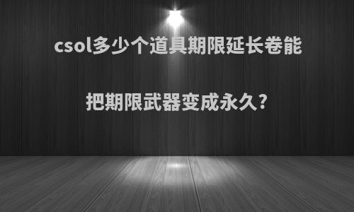 csol多少个道具期限延长卷能把期限武器变成永久?